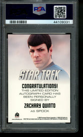 2009 Star Trek Movie Autograph Zachary Quinto Spock Limited Auto PSA 10 Gem